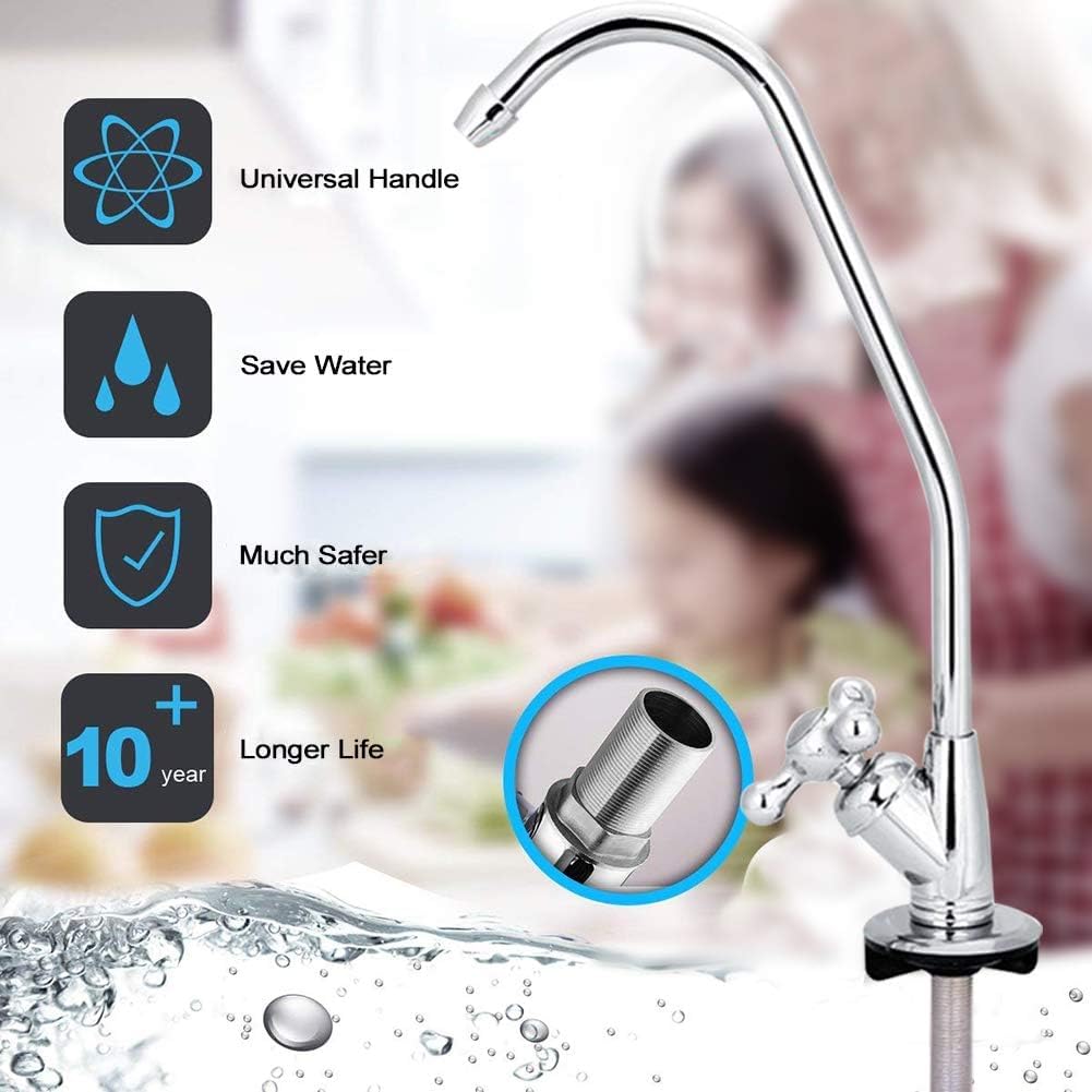 360° 1/4 " Osmose Inverse Filtre à Eau Robinet Faucet Evier En Acier