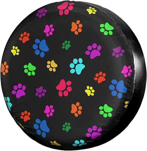 Foruidea Cubierta de neumático de repuesto con estampado de huellas de perro y gato, a prueba de polvo, para remolque, RV, SUV y muchos vehículos,