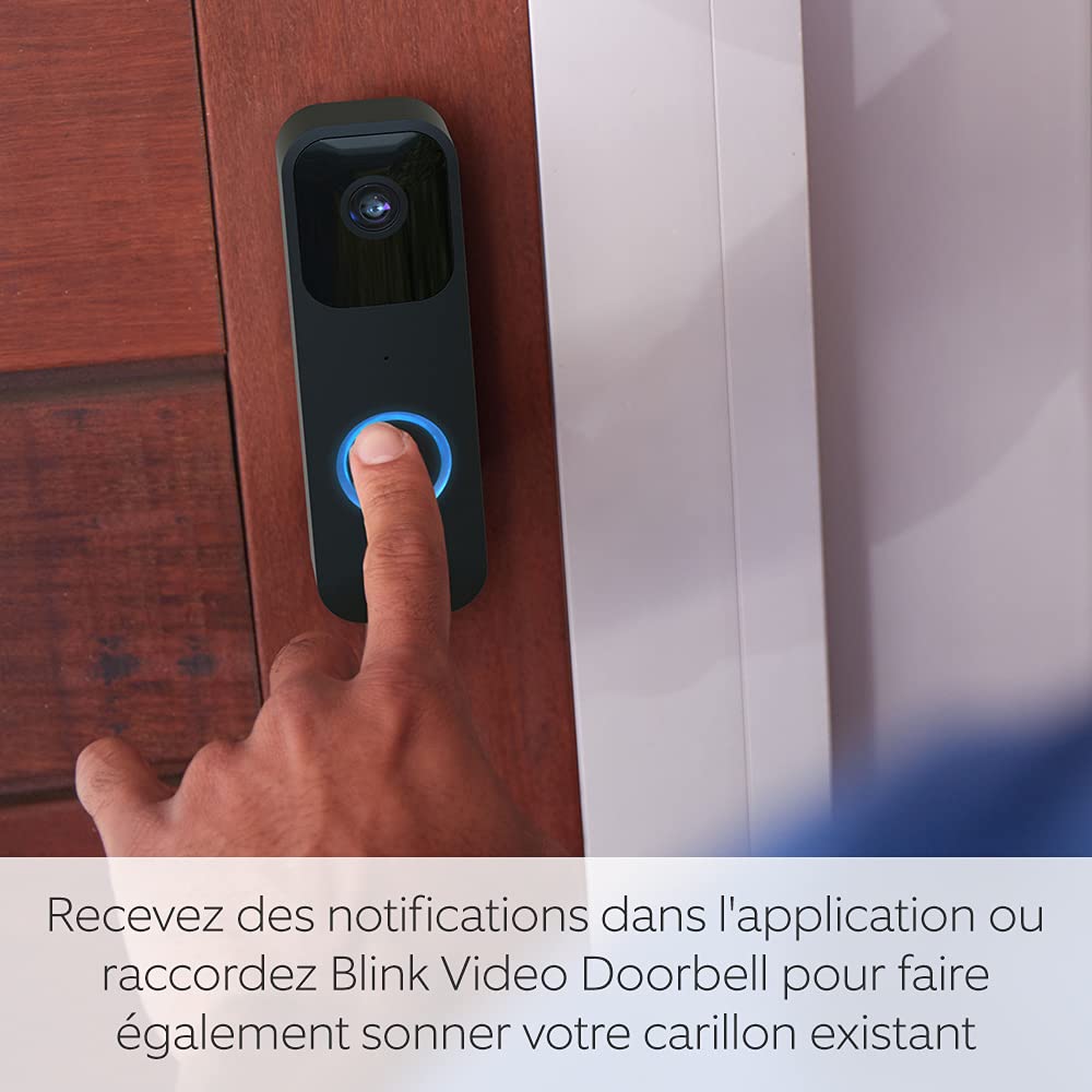 Blink Sonnette Vidéo | Système audio bidirectionnel, vidéo HD, longue autonomie, détection de mouvements, notifications de sonnette dans l'application, fonctionne avec Alexa | Blanc