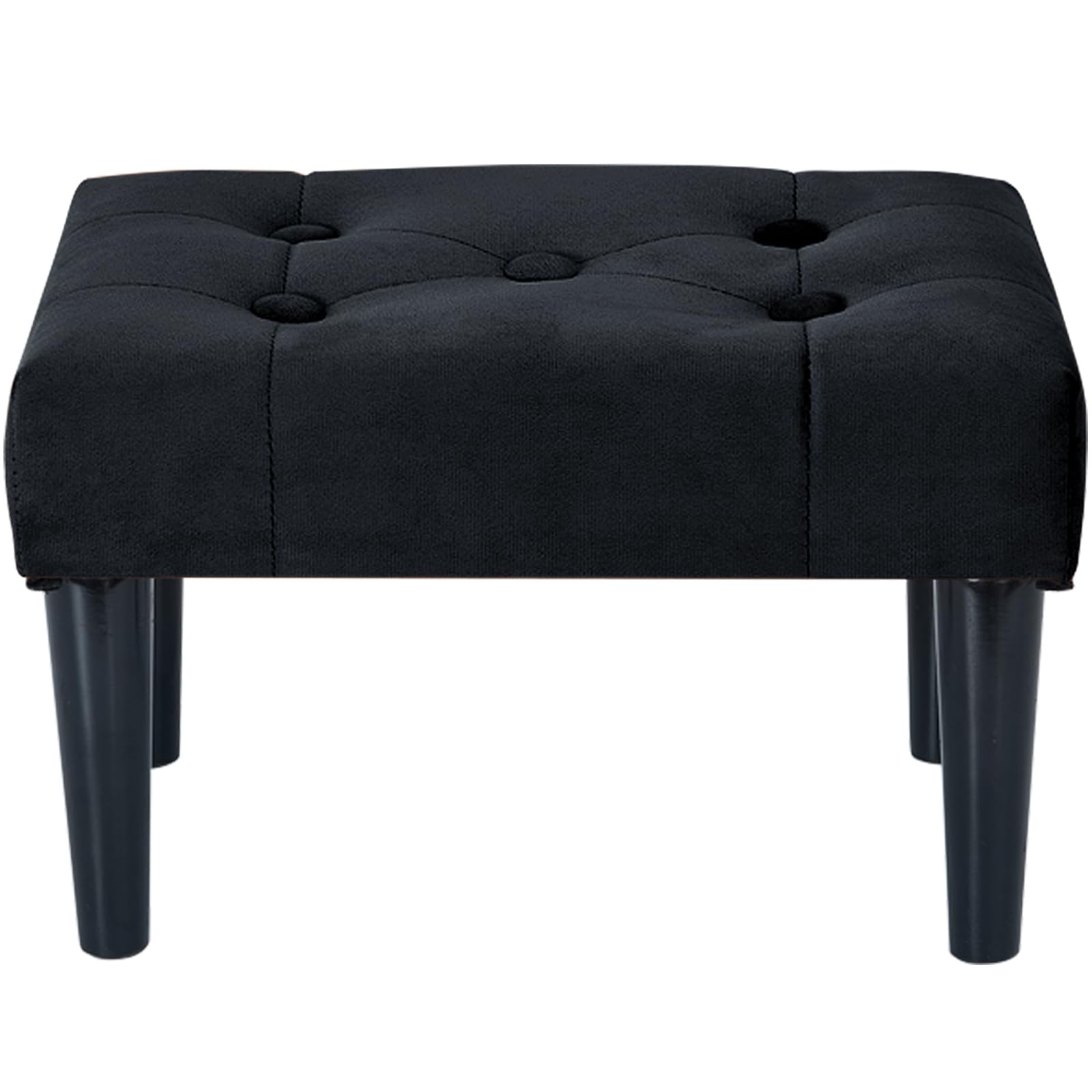 BRIAN & DANY Small Footstool Ottoman, Velvet Soft Foot Rest Seat with Wooden Legs, Step Stool for Living Room,Foot Stool (Black)
