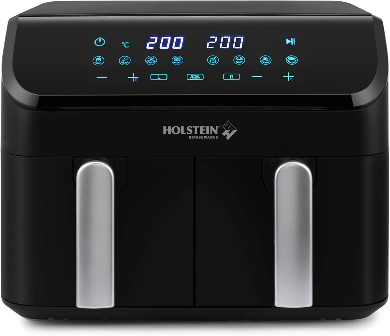 Holstein Housewares 9.5 QT Dual Basket Digital Air Fryer, Independent Controls – Non-Stick, Healthy Cooking with Less Oil, 8 Presets, Fry, Roast, Bake & Grill, LED Display & Dishwasher-Safe Parts Holstein Housewares 9.5 QT Dual Basket Digital Air Fryer, Independent Controls – Non-Stick, Healthy Cooking with Less Oil, 8 Presets, Fry, Roast, Bake & Grill, LED Display & Dishwasher-Safe Parts
