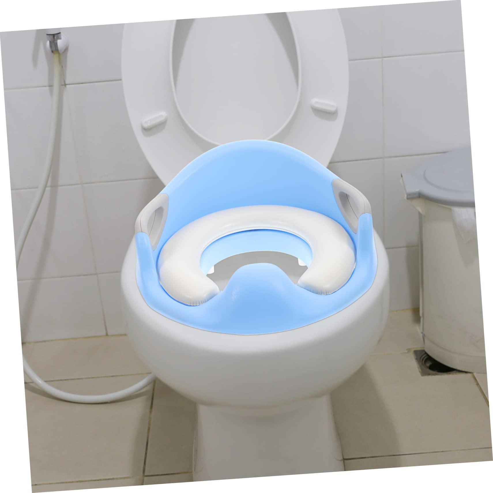 Toyvian Riduttore Wc per Bambini Maniglie Grandi Antiscivolo e Imbottitura in Pu Blu per Toilet Training Sicuro e Confortevole per Ragazzi e Ragazze