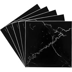 Azulejo Vinílico Autoadhesivo Fantasnight Calcomanías para azulejos, 24 unidades, 15 x 15 cm, diseño de mármol negro, autoadhesivos, azulejos de plástico con parte trasera adhesiva, azulejos de vinilo impermeables para despegar y