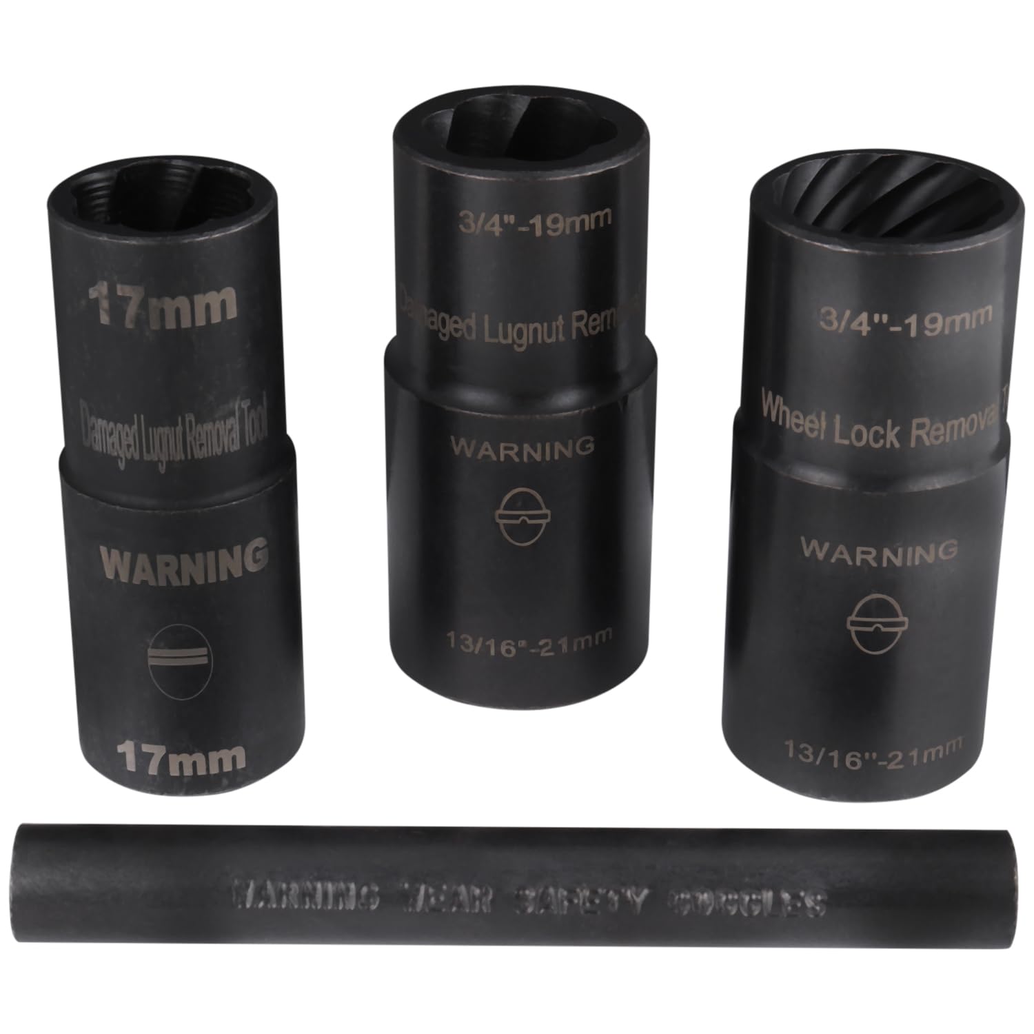 LTI TOOLS Twist Socket Lugnut Removal Kit, 4 Piece (LT4350), includes twist sockets 400-17, 400-25 and 4200A and punch 400-7