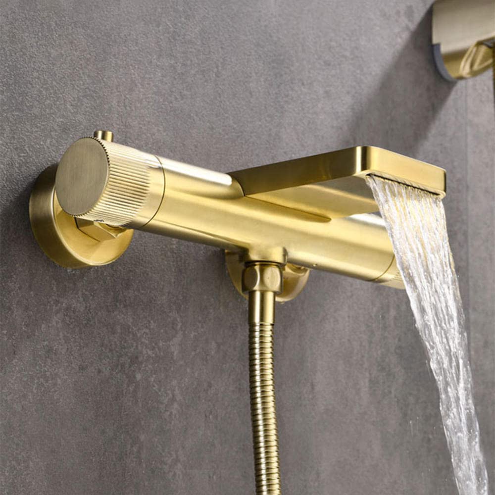 Set miscelatore termostatico per doccia con rubinetto a cascata e 3 modalità di funzionamento, colore: Nero