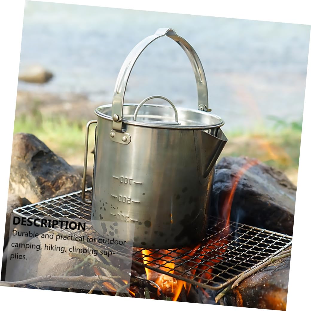 VANZACK Ensemble de Bouilloire Portable et Vaisselle Camping en Acier Inoxydable 5 Pièces, Léger et Résistant, Bol Pliable et Tasse, Ustensiles Cuisine Extérieur pour Randonnée et Pique-niques