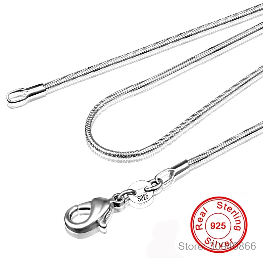 LYGBAOFUL 16–28 Zoll (40–80 cm), 100% authentische Massive Halsketten, 1 mm Schlangenketten-Halskette für Damen