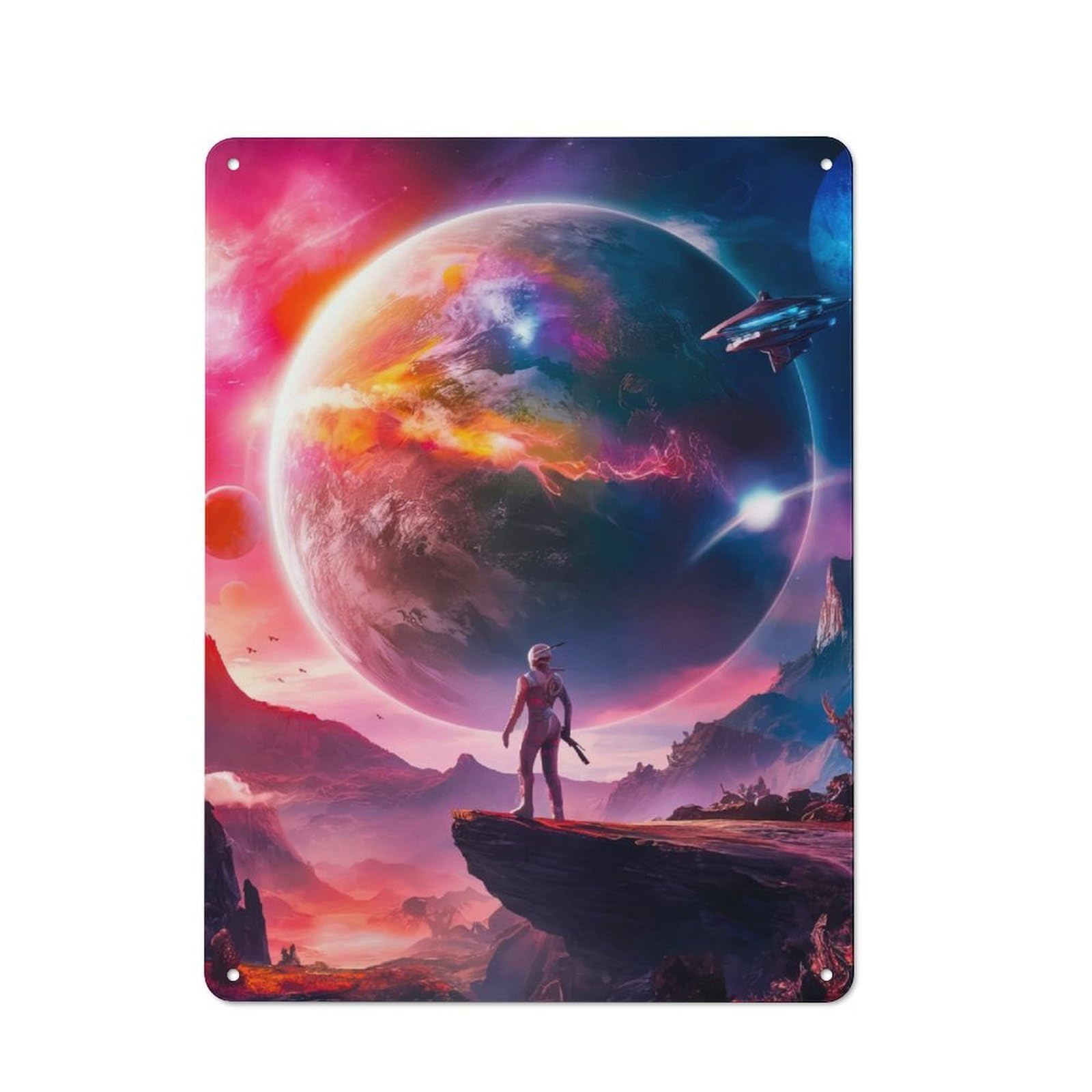 Junmoney Interstellar Explorer Rustic Metal Plaque 40X30cm For Hobby Room Or Studio, For Vintage Wall Decor Fans, For Garage And Workshop Walls
