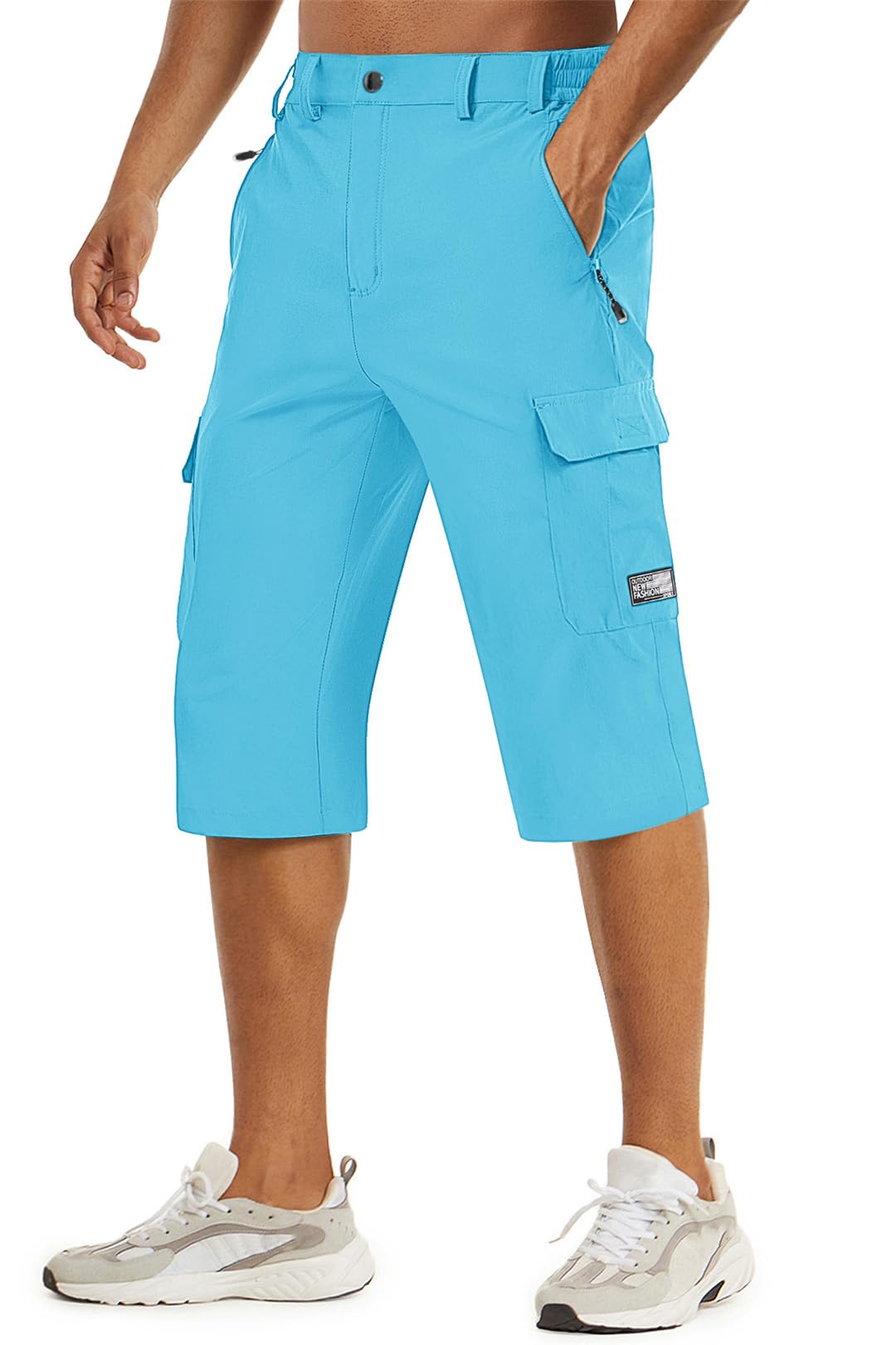 Summer Quick Dry 3/4 Pants Men's Mult-Pocket Lightweight Shorts Outdoor Hiking Cargo Pants