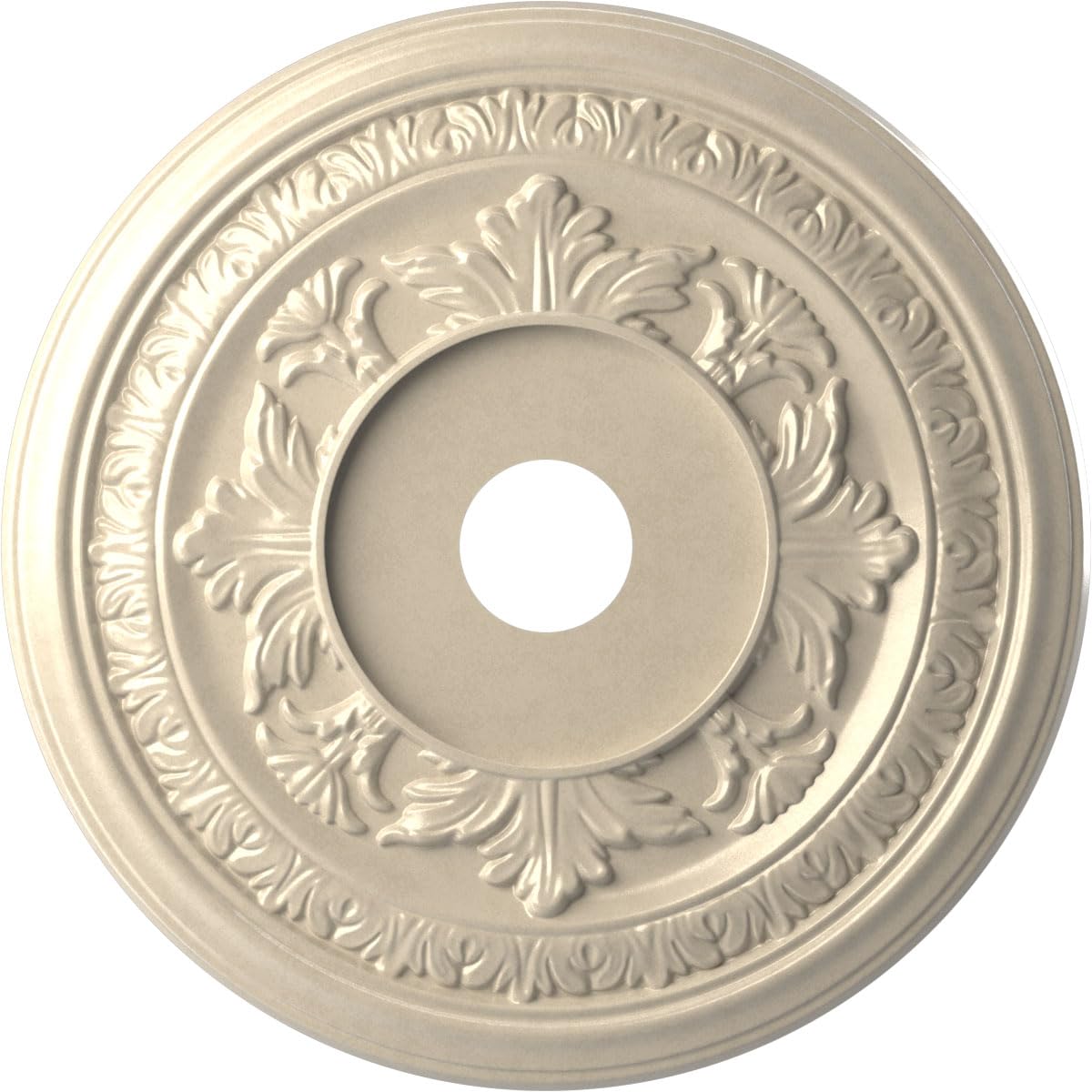 Ekena Millwork CMP22BAEPE Baltimore Thermoformed PVC Ceiling Medallion (Fits Canopies up to 7 3/4"), 22"OD x 3 1/2"ID x 1"P, Universal Metallic Pearl Mist
