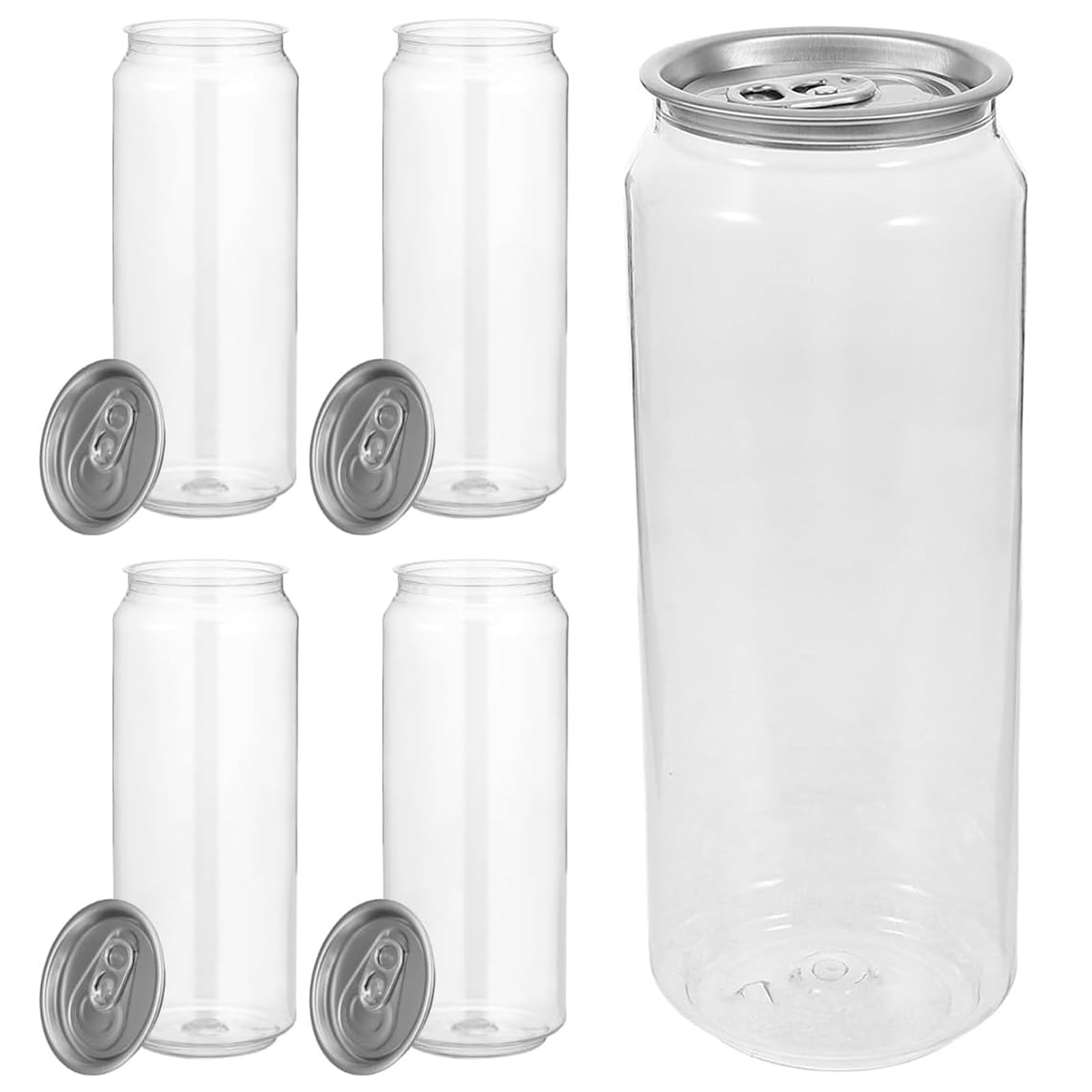 ZEEKYFOR 200-Pack Clear Plastic Bottles with Lids, Disposable Portable Canned Drink Bottles Compatible with Can Sealing Machine for Juice Soda Milk Tea Coffee 650ml/22oz