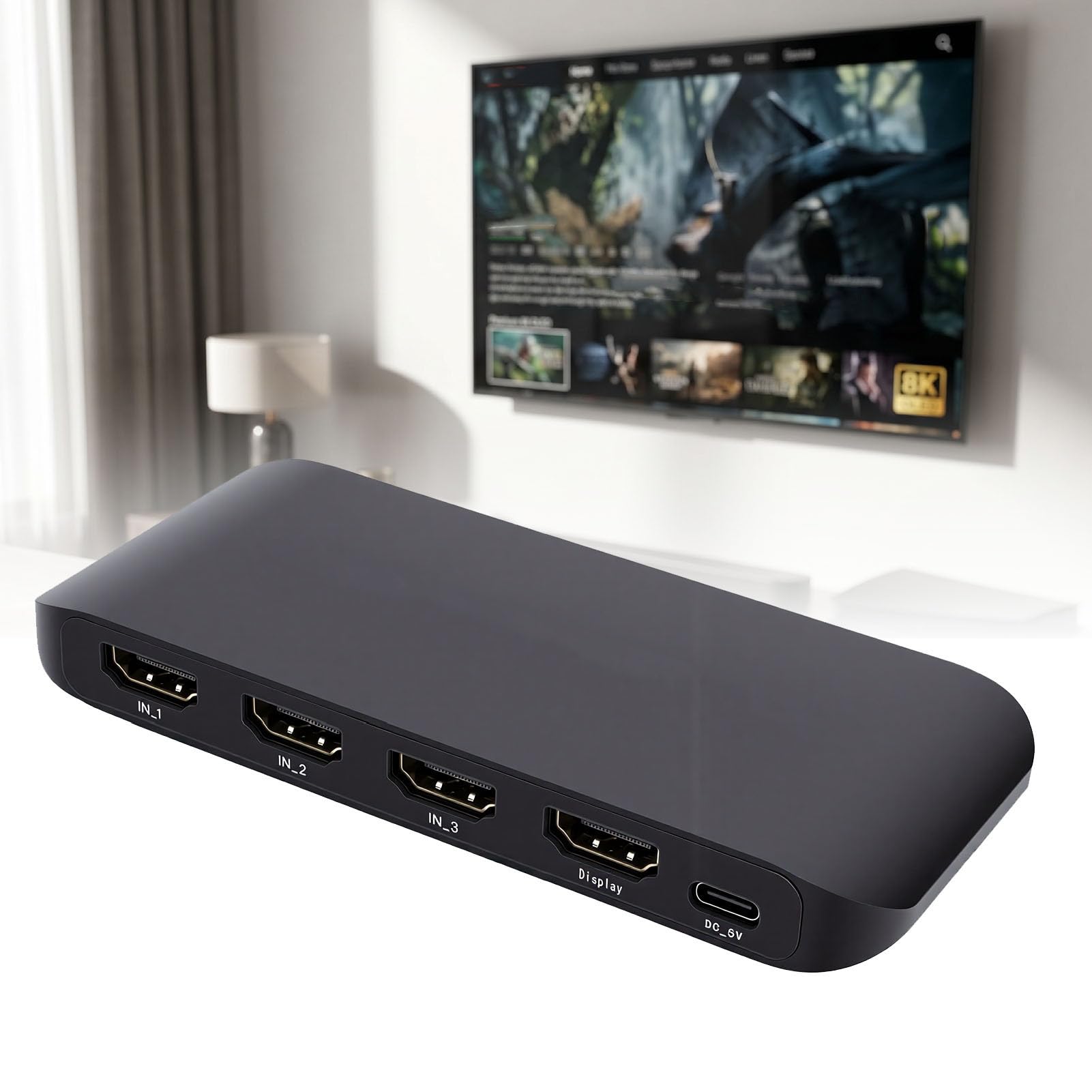 Annadue HDMI 3 in 1 Uscita 8K 60Hz 48Gbps con Telecomando / 3 in 1 Uscita HDMI 2., 8K 60Hz / 4K 120Hz, 48Gbps HDR10 Vision, Telecomando e Controllo IR, Plug and Play