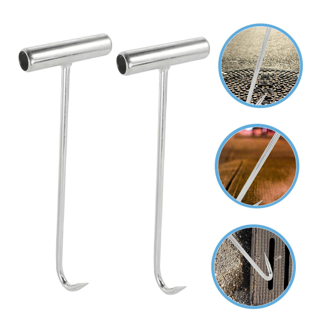 NAMOARLY 2pcs Manhole Lifter Manhole Lifting Tool Silver Manhole Lifting Tools Manhole Lifting Gadget Galvanized Iron