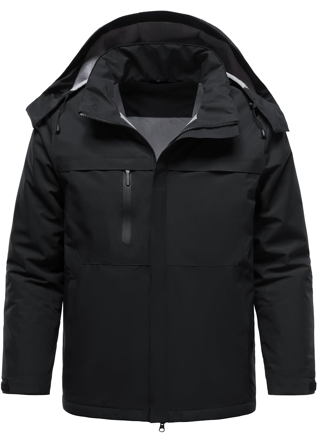 HOOD CREW Herren Winterjacken Warme Fleecegefütterte Mäntel Winddichte Wasserabweisende Skijacke Outdoor Softshelljacke mit Kapuze