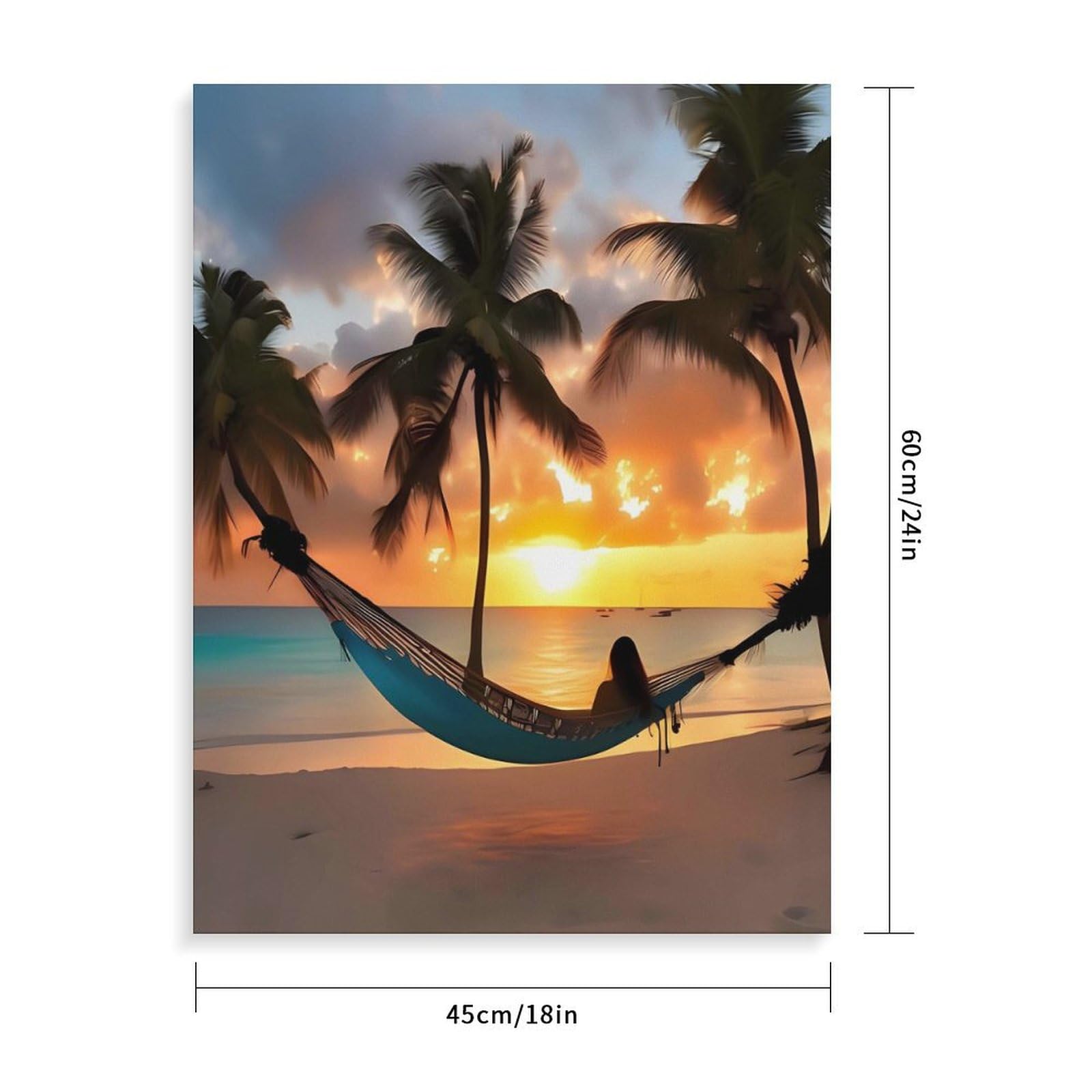 Malen nach Zahlen für Erwachsene, Anfänger, Erwachsene, Motiv: Kokosnuss, Strand, Sonnenuntergang, Hängematte, Malen nach Zahlen, Kits auf Leinwand, DIY-Acrylölfarben, Gemälde mit Pinseln als Geschenk