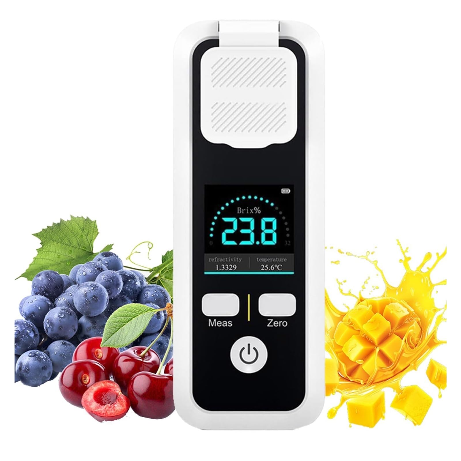 Refractómetro digital de azúcar Brix 0-32%, ±0,2% de precisión, probador de contenido de azúcar recargable para jugo, vino, cerveza, bebidas azucaradas, medición de 3 segundos, impermeabilidad IPX6