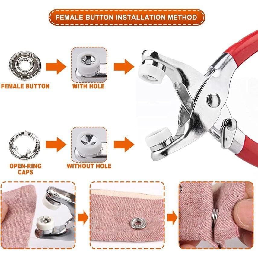 VENEXA Premium Snap Buttons, 100 Sets Silver Button Thickened Snap Fasteners Kit Metal Copper Five Claw Buckle Set with Hand Pressure Pliers Tool,Sewing Buttons Set for Clothing Sewing and Crafting 1