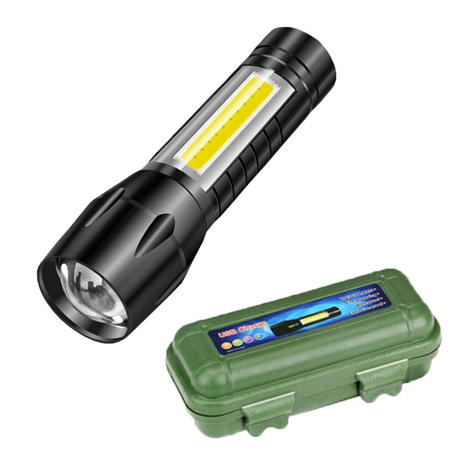 Abgrow Mini Portable XPE + COB LED Tactical Flashlight with 3 Adjustable Modes & Inbuilt Rechargeable Battery for Emergency Usage (B09M78XFK6) Amazon Price History, Amazon Price Tracker