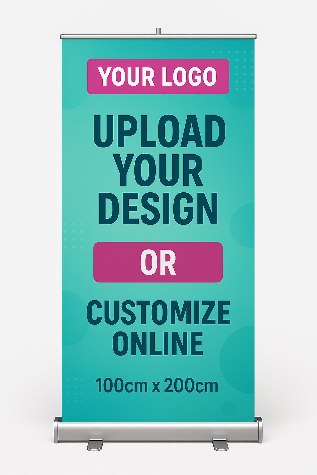 100cm x 200cm Roll up Banner Stand | Media + Print | Custom Pull up Banner | Custom Pull Up Display with Retractable Base for Events, Exhibitions, Trade Shows