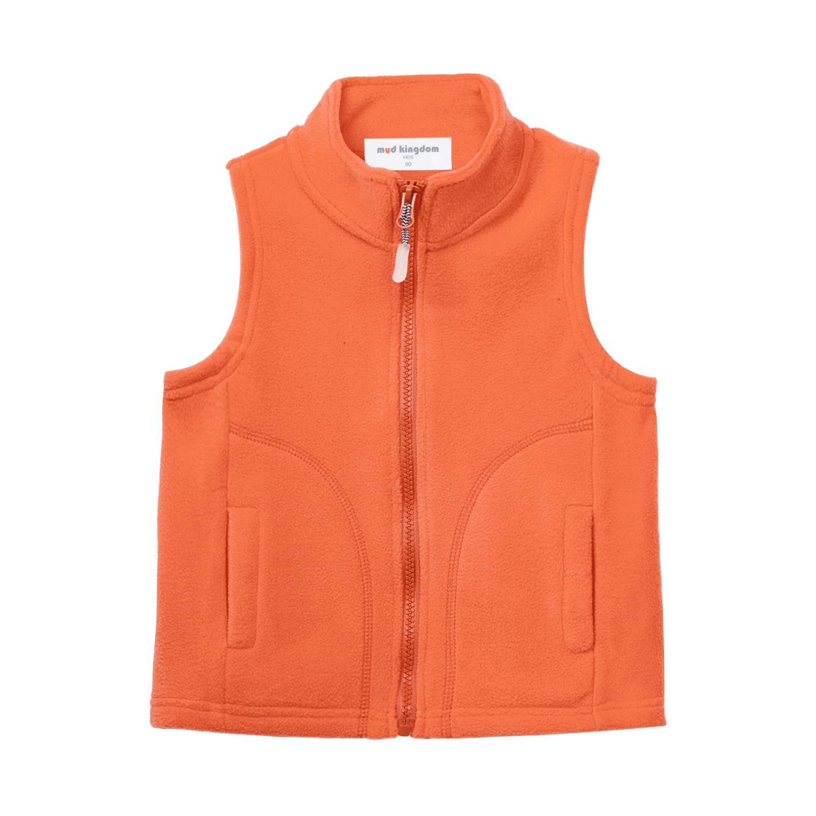 Mud Kingdom Boys Orange Little Body Warmers Stand-Up Collar Polar Fleece Gilet For Sleeveless Zip Up Outerwear 7-8 Years
