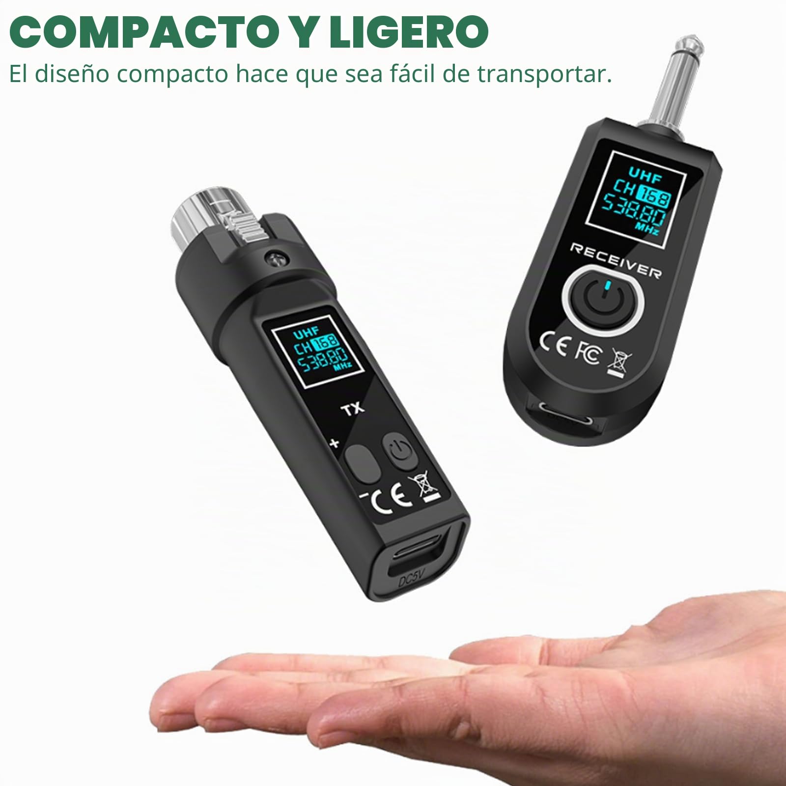 Ricevitore de micrófono XLR inalámbrico, 2,4 GHz, 1 a 2 UHF, transmisor/receptor inalámbrico para micrófonos dinámicos y de condensador, mezclador de audio, 50 m, adaptador de micrófono de radio para