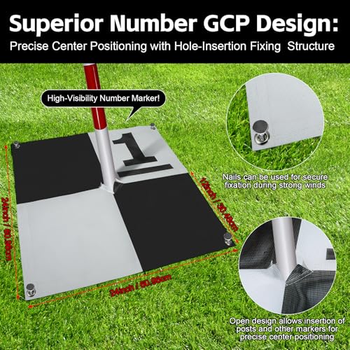 Image of Drone Survey Ground Control Point GCP, UAV Aerial Survey Mapping Target Numbered 0-9, GCP UAV Marker with Center Eyelet and Corner Anchor Points, Compatible with Surveying Equipment, 10 PCS (24 inchx24 inch)