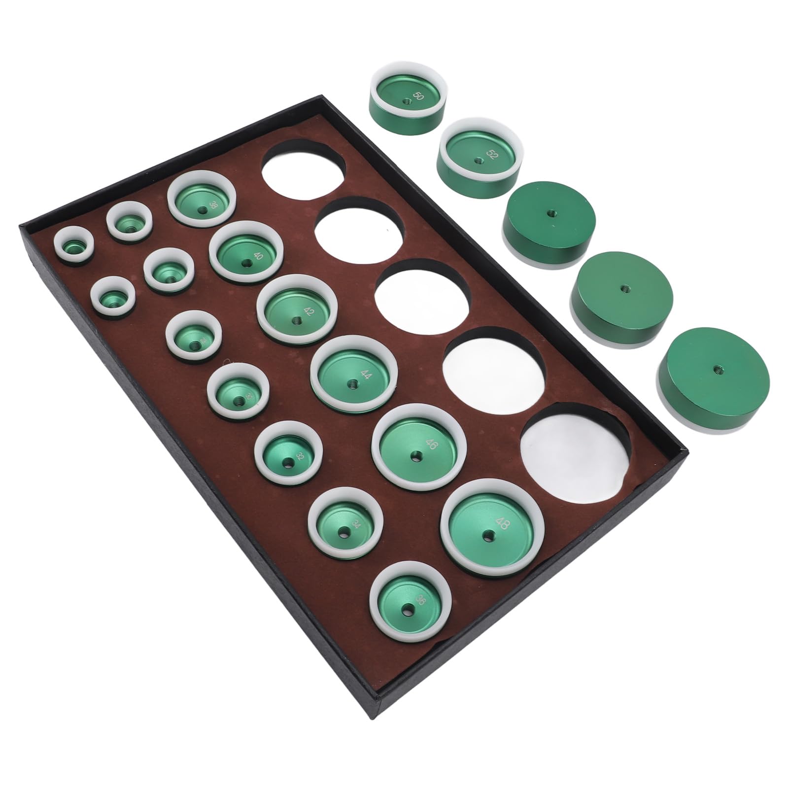 Jiawu Kit de Troqueles de Prensa para Relojes, 20 Piezas, 20-58mm, Juego de Troqueles de Prensa para Caja Trasera de Reloj Resistente para Reparación de Relojes