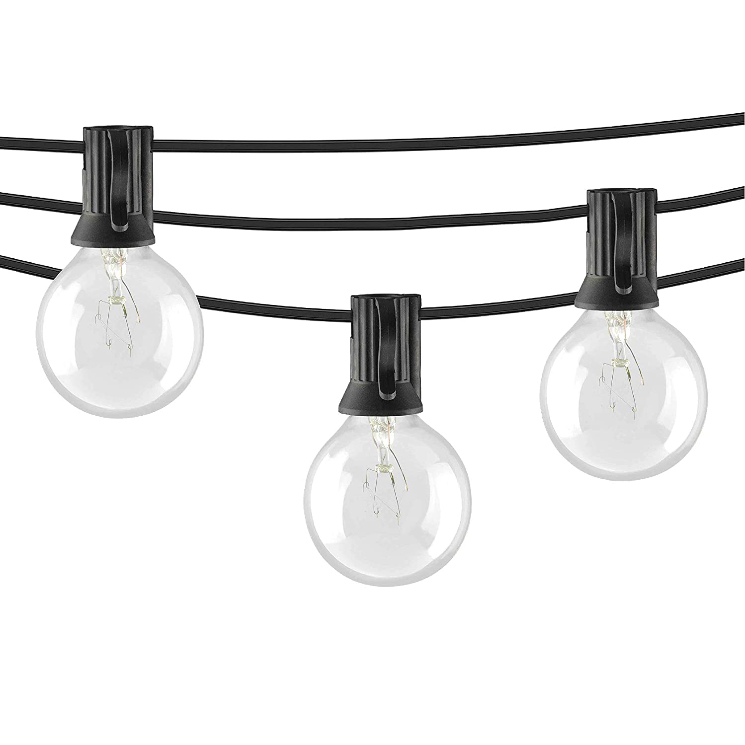 Beams 1W G40 Globe Bulb LED Weatherproof Indoor/Outdoor String Lights, 25 ft, Black