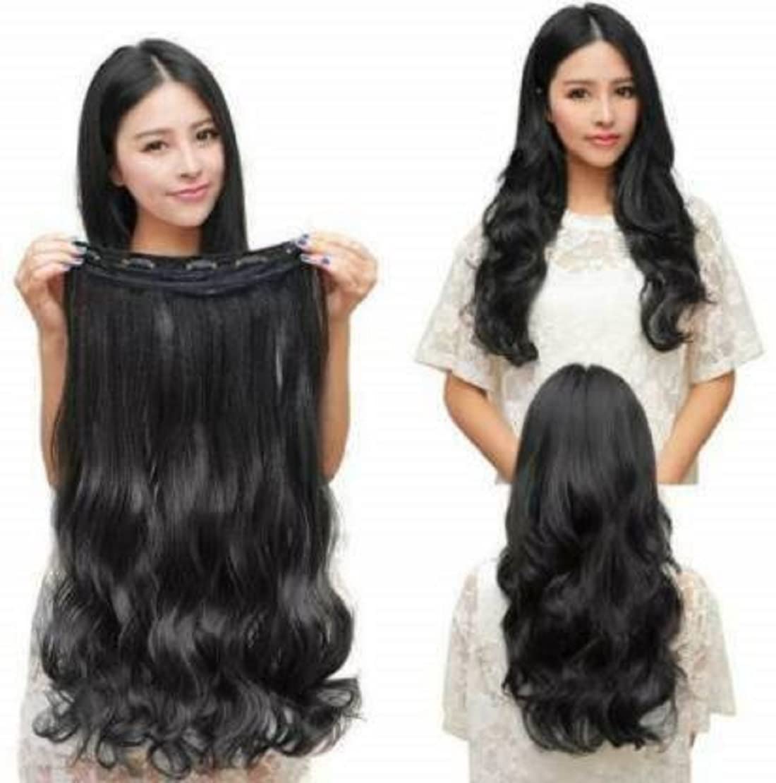 Sarpa Natural-Looking Black Curly Hair Extensions: Perfect Curls, Perfect Fit Curly Black /Long Women Synthetic /Clip On Natural Looking Curly Black /Hair Extension (Black)/Bouncy Black Curly Hair Extensions: Effortless Style and Beauty