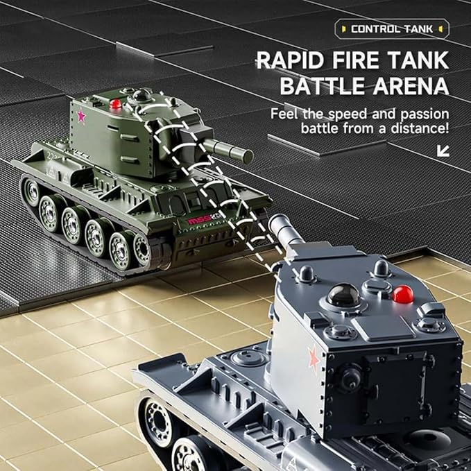 Image of 1:64 Mini RC Toy with Infrared Battle System - Palm-Sized Remote Control Military Tank | Rechargeable 2.4GHz Full Function Tank for Kids 6+ Years (Green)