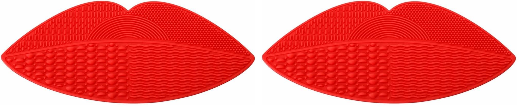 Silicone Makeup Brush Cleaning Mat, Brush Cleaner Mat, Red (1 PCS) (Pack of 2)