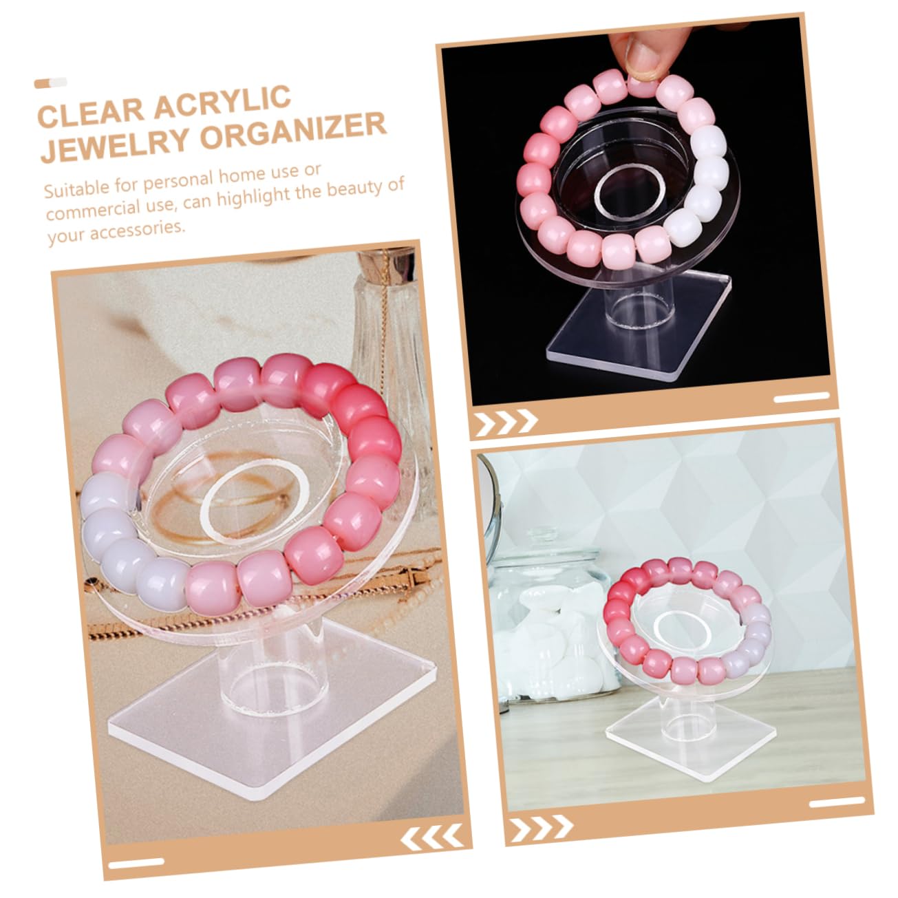2 pièces présentoir de Montre Organisateur de Bureau étagère présentoir à Bijoux présentoir Transparent présentoir à Bijoux présentoir de Table présentoir présentoir Bracelet Chapelet Acrylique