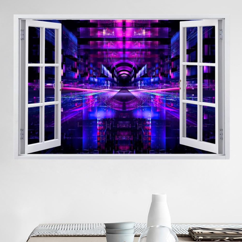 3D Wandtattoo Wanddurchbruch Wandaufkleber, Raumstation Wandsticker Wanddeko Wandbilder, Zukunftslandschaft Wandaufkleber Für Wohnzimmer Schlafzimmer Badezimmer Flur Küche Möbel Aufkleber