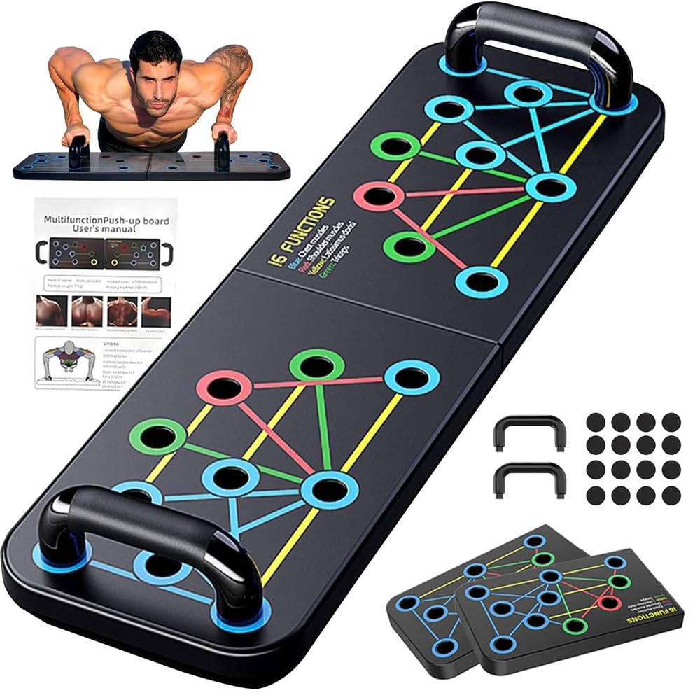 Push Up Board - Pushup Bars Handles Portable Foldable Workout Exercise Fitness Chest Muscle Exercise Professional Equipment Burn Fat Strength Training Arm Men & Women