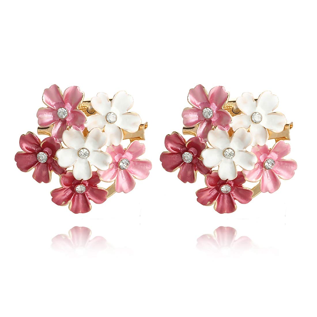 RedAlphabetDassy Diamond 3D Brooch Delicate Alloy Plant Bouquet Corsage Chapter Day Gift Collar Pin Brooch Jewelry Pair