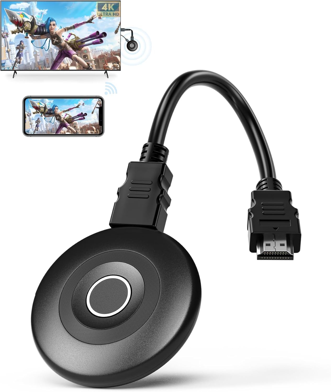 2026 Upgraded 4K Miracast HDMI Dongle Adapte, 5G/2.4G Wireless WI-FI Receiver Screen Mirror Video from Smartphone OS/Android Pad PC zu HDTV Beamer Monitor, Plug&Play Airplay Adapte with Miracast DLNA