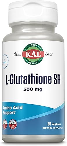 KAL L-glutatión SR, suplemento de glutatión reducido, suplemento antioxidante de alta absorción, verificado en laboratorio, 30 porciones, 30