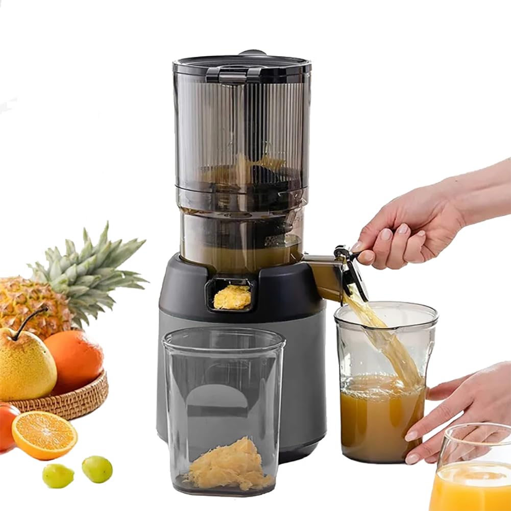 MIIKHI 300W Professional Slow Juicer, Juicer Machines, Cold Press Masticating Juicer with 13cm Feeding Chute, Portable Pomace Separation Juicer Fruit juicer, for Fruits Vegetables gray (G, Grey