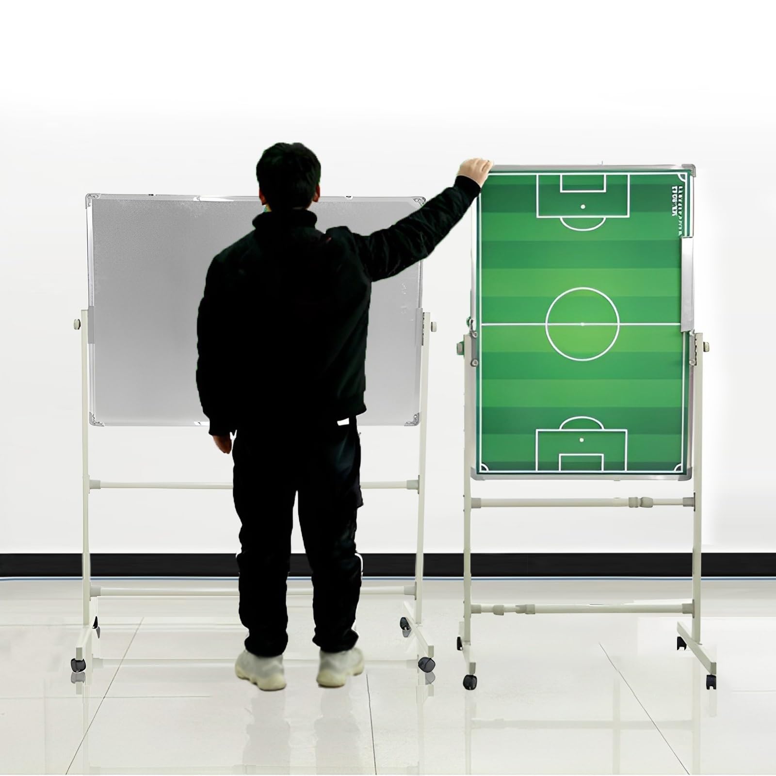 Lavagna Tattica Calcio Magnetica Grande con Cavalletto Professionale Lavagna per Allenatori di Calcio con Magneti Grande Magnetica con Ruote, per Allenamento