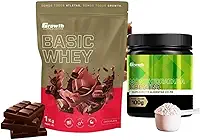 Growth Whey Protein Basic Chocolate 1kg e Creatina 100g (único, Creatina Monohidratada)