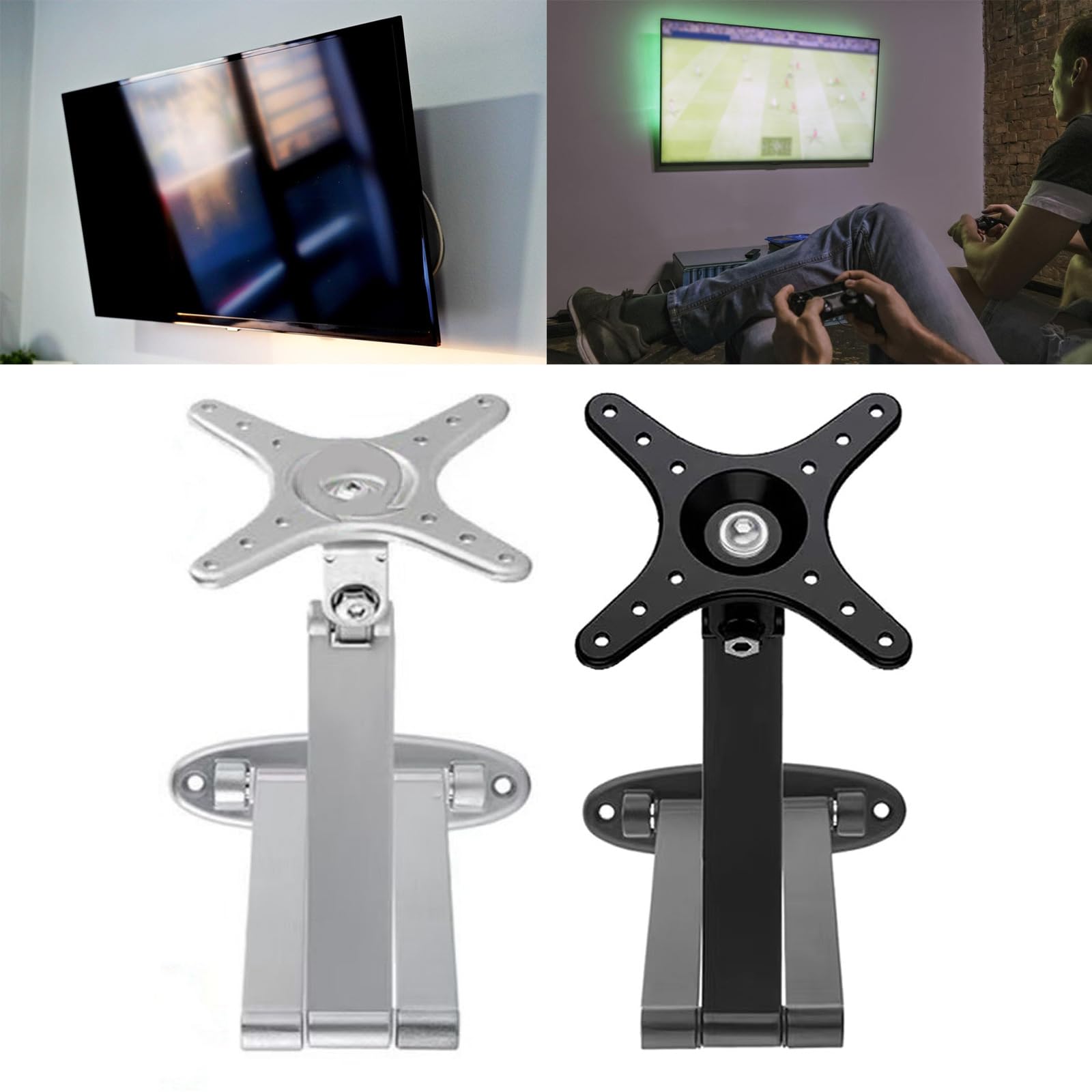 Braccio di montaggio a parete regolabile per schermi da 10-27 pollici Rotazione di 360 gradi Ampia compatibilità Supporto ergonomico a parete Rotazione Staffa