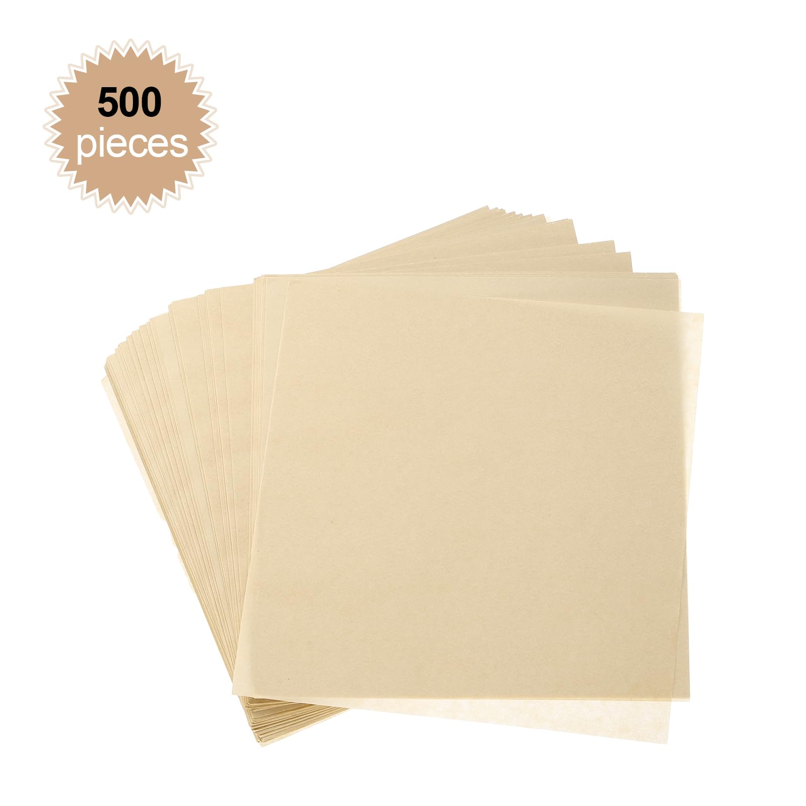 sourcing map 500 fogli di carta pergamena quadrati, 28 x 28 cm, impermeabili, per alimenti secchi, per panini, carta da forno, cestino da picnic, pane, hamburger, cucina, color legno