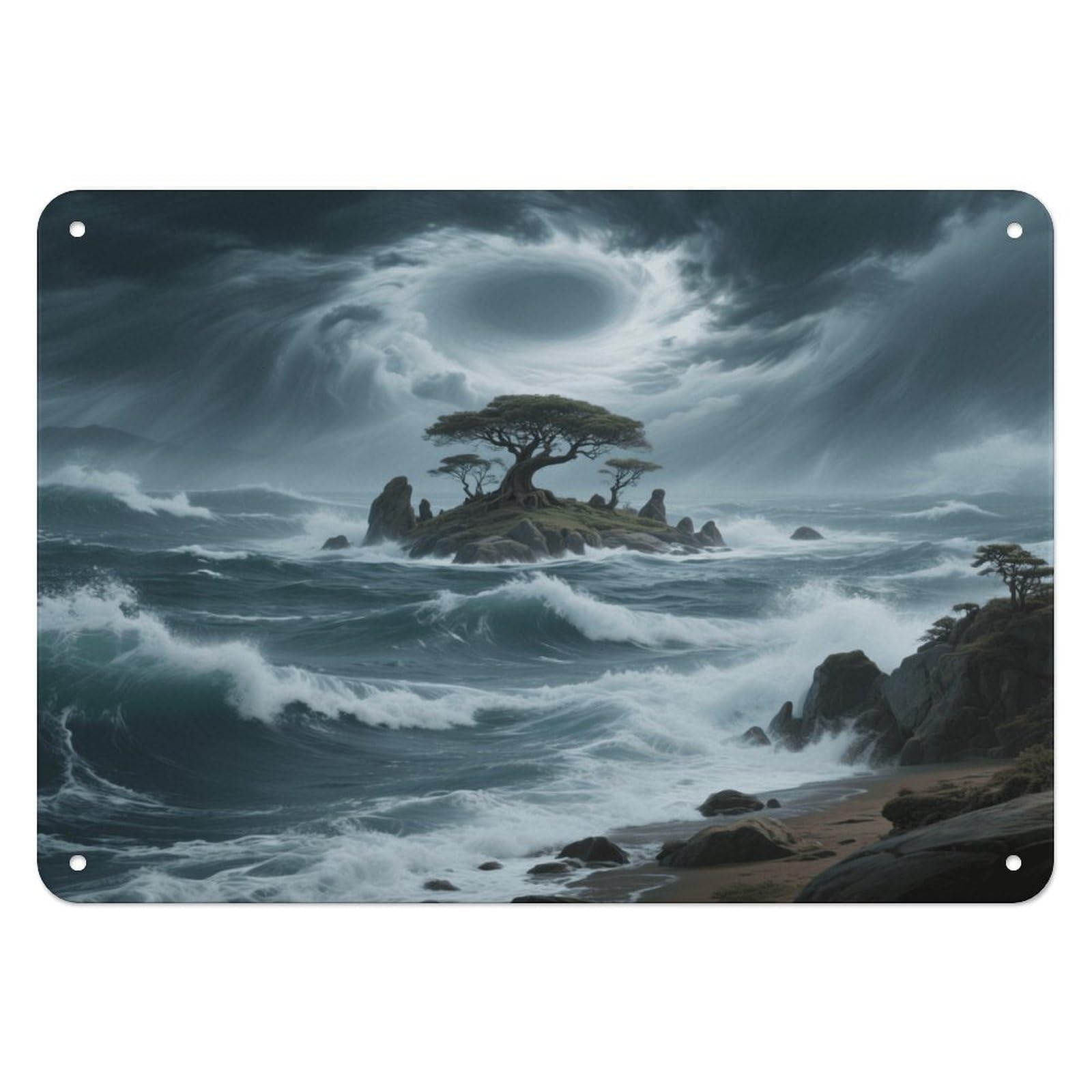 Fekiloot Style Island On The Sea Wall Decor Iron Painting Metal Sign