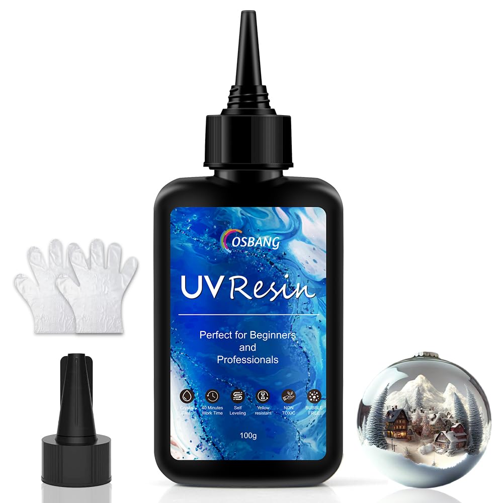 OSBANG 100g UV Resin, Crystal Clear UV Resin for Beginners and Professionals, UV Resin Hard Type, UV Resin Kit for Jewelry Making, DIY Craft, Decor