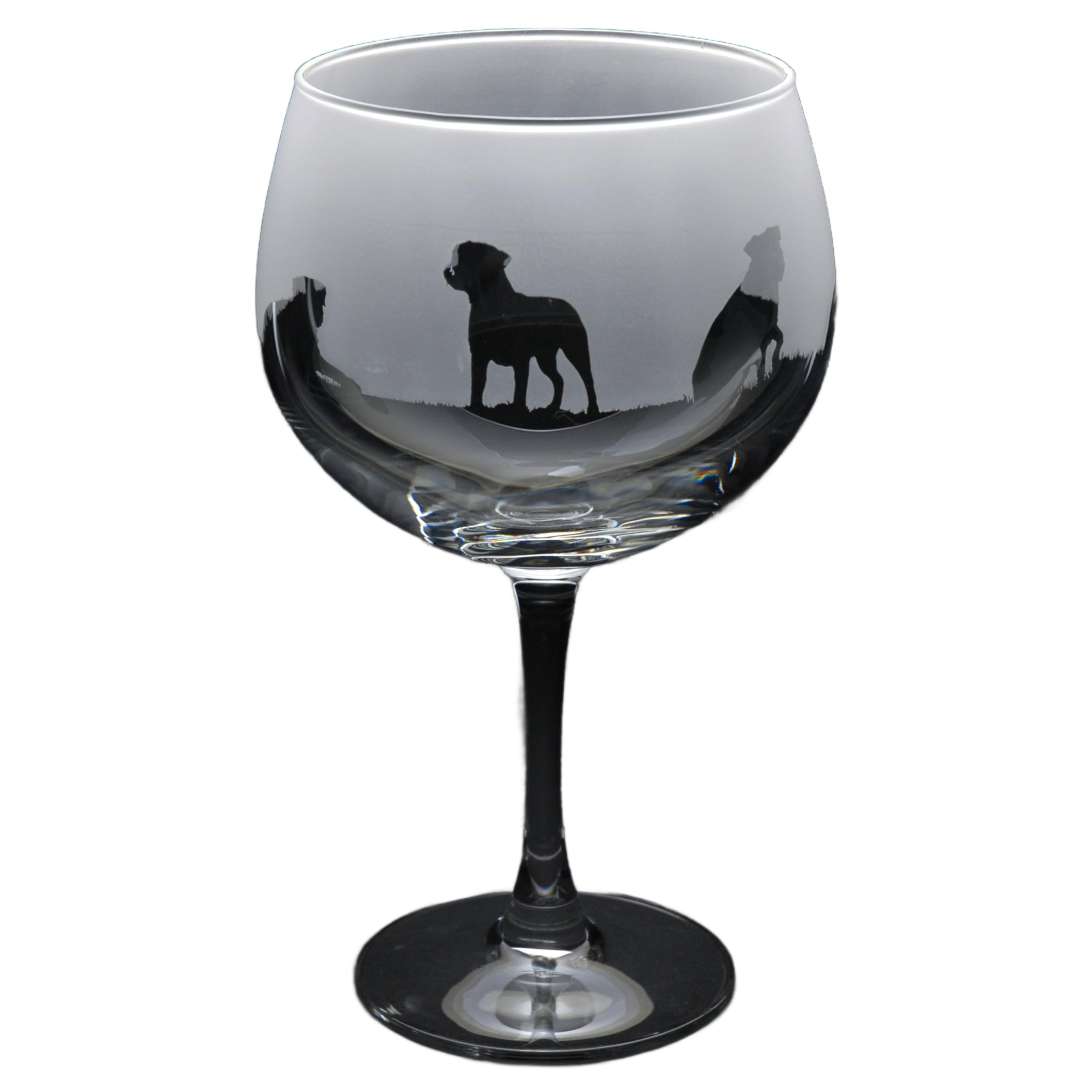 GLYPTIC Glass Art Border Terrier Dog Frieze Hand Etched/Engraved Gin Cocktail Glass
