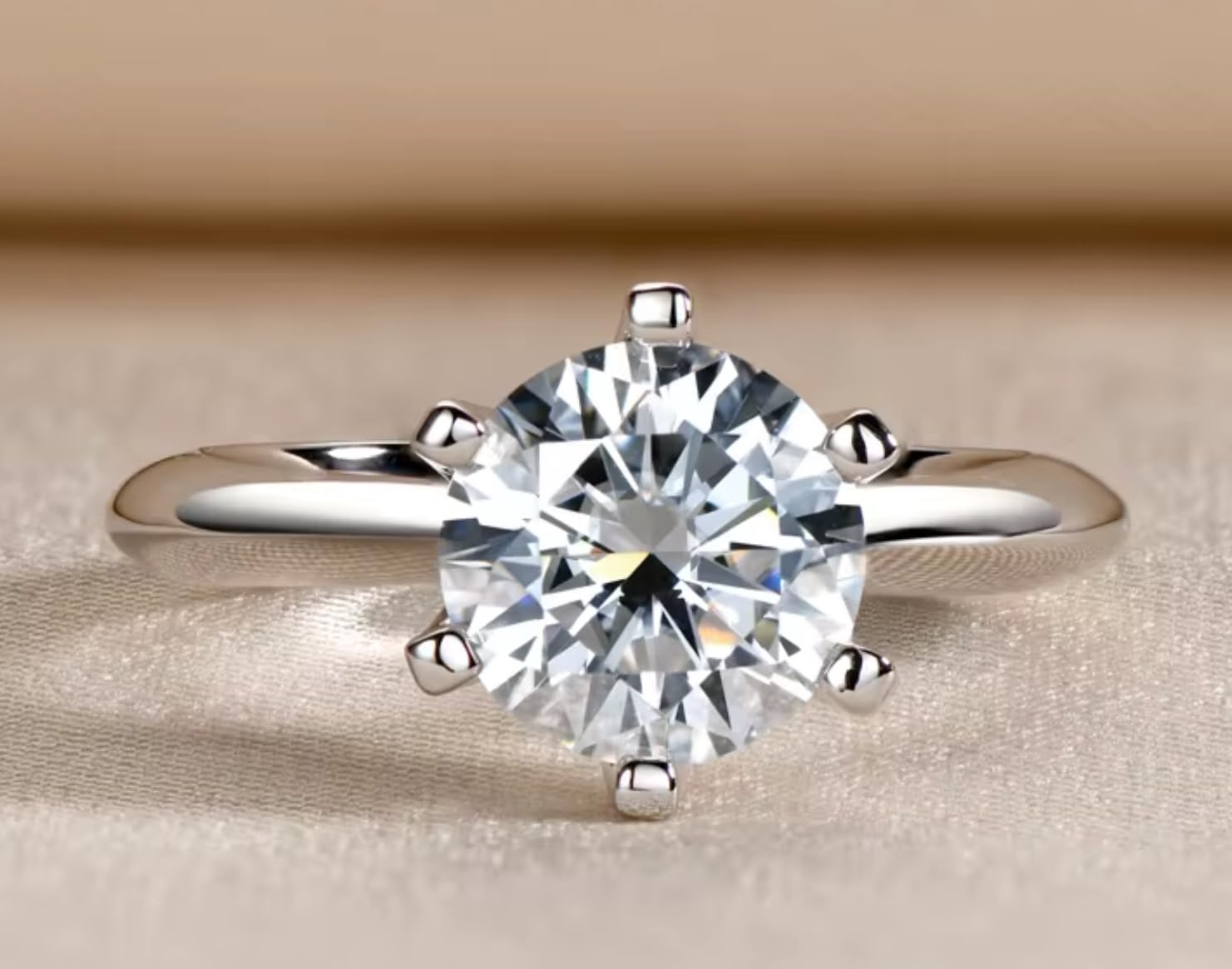 Anillo Solitario de acero inoxidable con Cristal Redondo, Ajustable, Estilo Clásico, para Compromiso o Boda