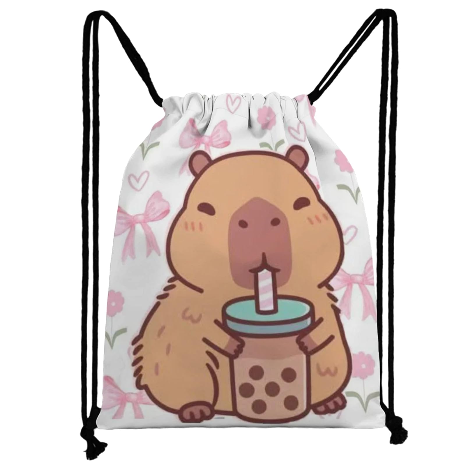 Clyrax Capybara Drawstring Bag for Kids, Polyester Personalised Swimming Bag with Thick Strings, Capybara Backpack for Beach and Travel, Perfect for Sports and Daily Use