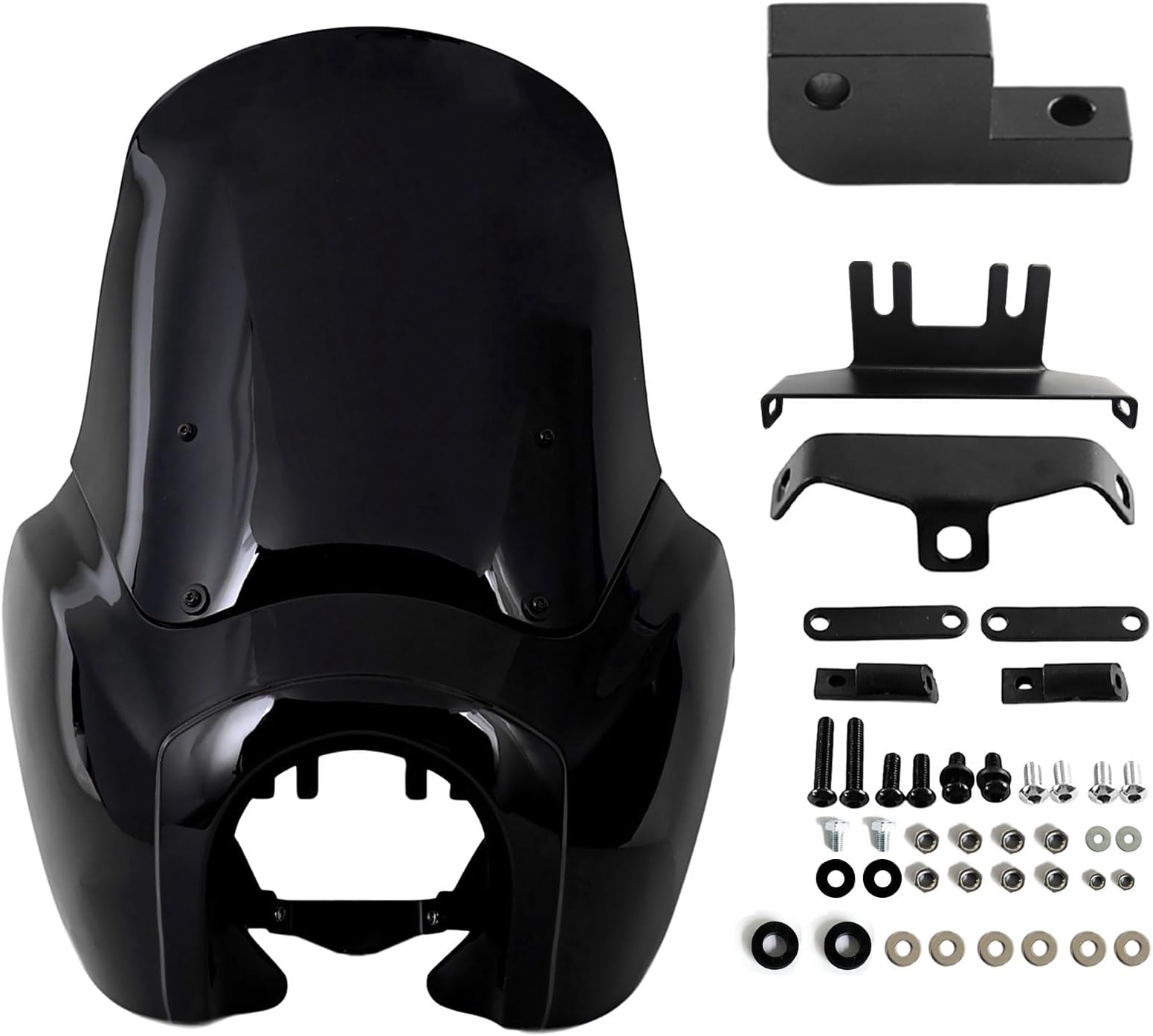 FATECIM Headlight Fairing with 15'' Blackout Windshield Windscreen for Harley Dyna T-Sport FXDXT FXD FXDC FXDB FXDL FXDLS