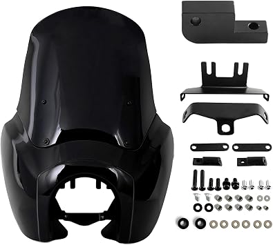 FATECIM Headlight Fairing with 15 Blackout Windshield Windscreen for Harley Dyna T-Sport FXDXT FXD FXDC FXDB FXDL FXDLS