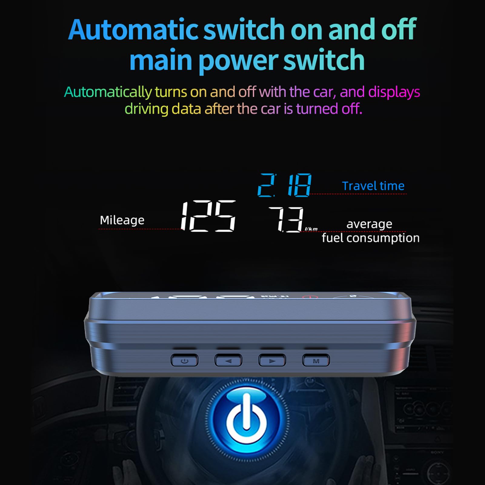 Yctze Wyświetlacz Head-up Universal Car 4,5-calowy Cyfrowy Prędkościomierz z Obrotami Napięcie Temperatura Wody Zużycie Paliwa Nadmierna prędkość Obrotowa Napięcie Temp. Wody Alarm